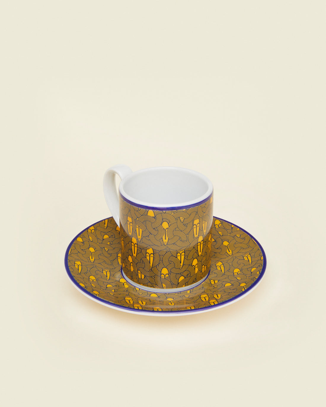 TOE Mask Pattern Espresso Coffee Cup and Saucer